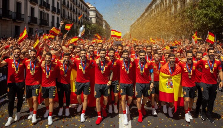 احتفال فريق اسبانيا
